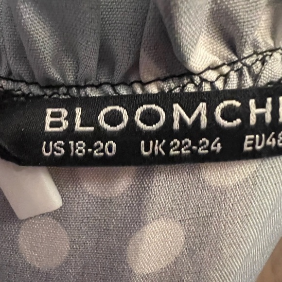 BloomChic Blue and Black A-Line Dress with Bishop Sleeves - Picture 5 of 5